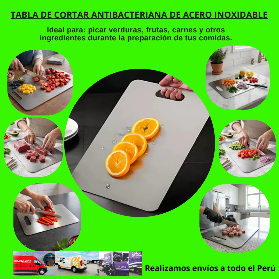 Tabla de Picar de Acero Inoxidable 23 x 34 cm